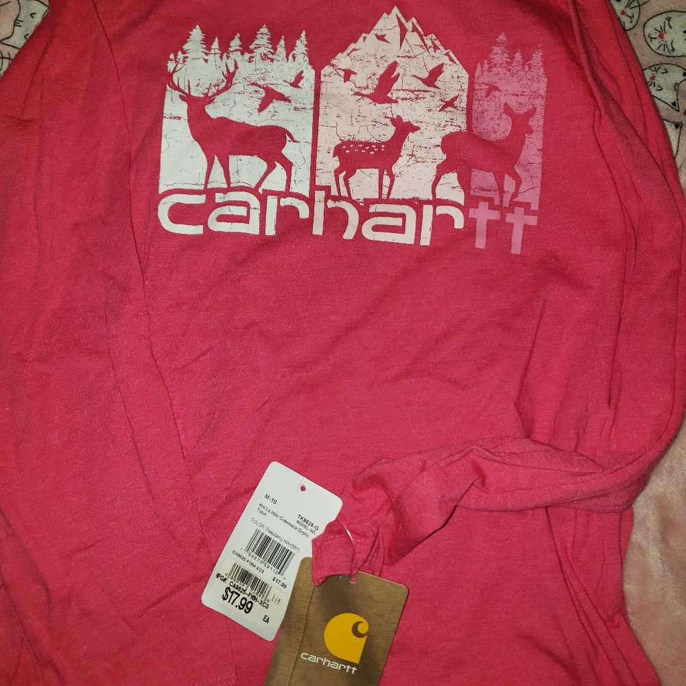 Girls Hot pink Carhartt deer shirt NWT size 10 Medium